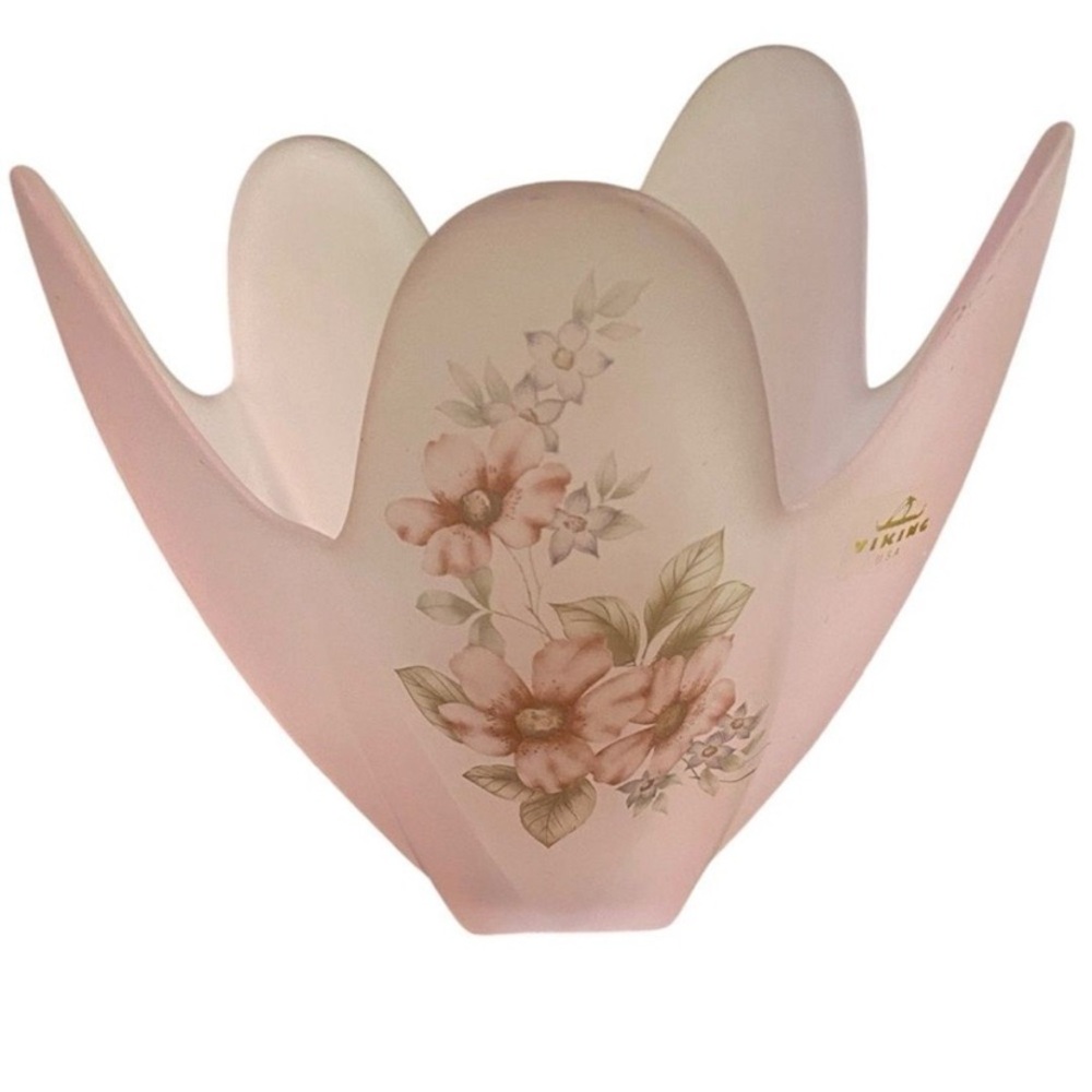 Viking Pink Floral Glass Tulip Vase